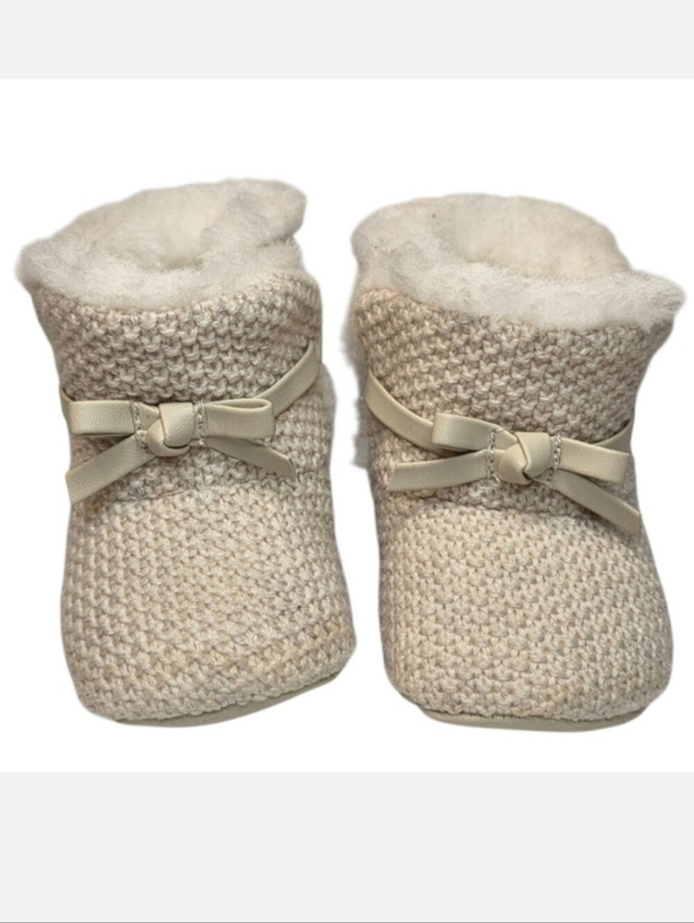Baby Booties White Faux Fur Knit Kids First Walker Shoes Winter Boots Girls 2